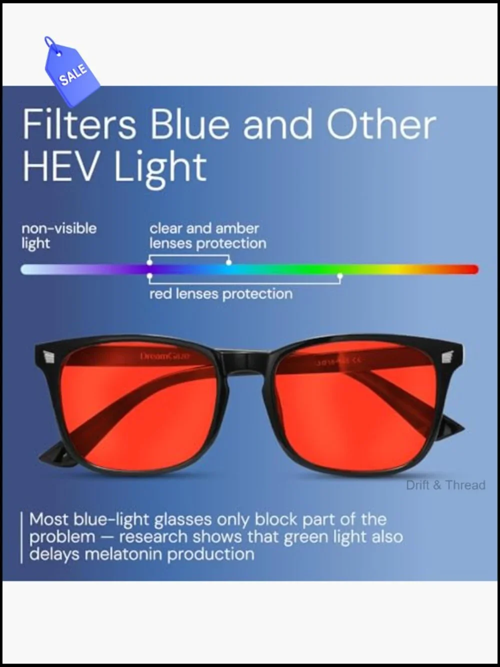 Blue Light Blocking Glasses for Sleep & Gaming, Unisex, TR90 Frame